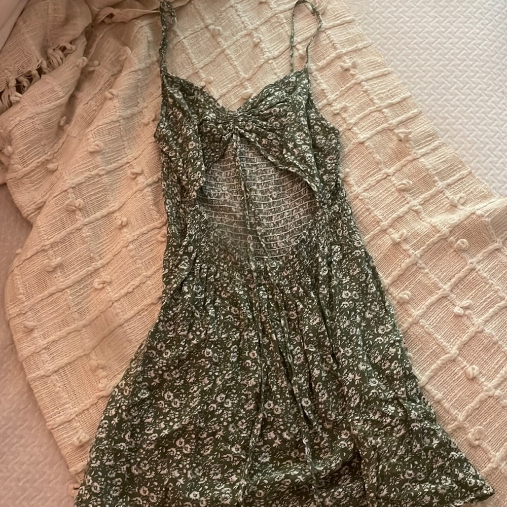 Green cut out floral dress